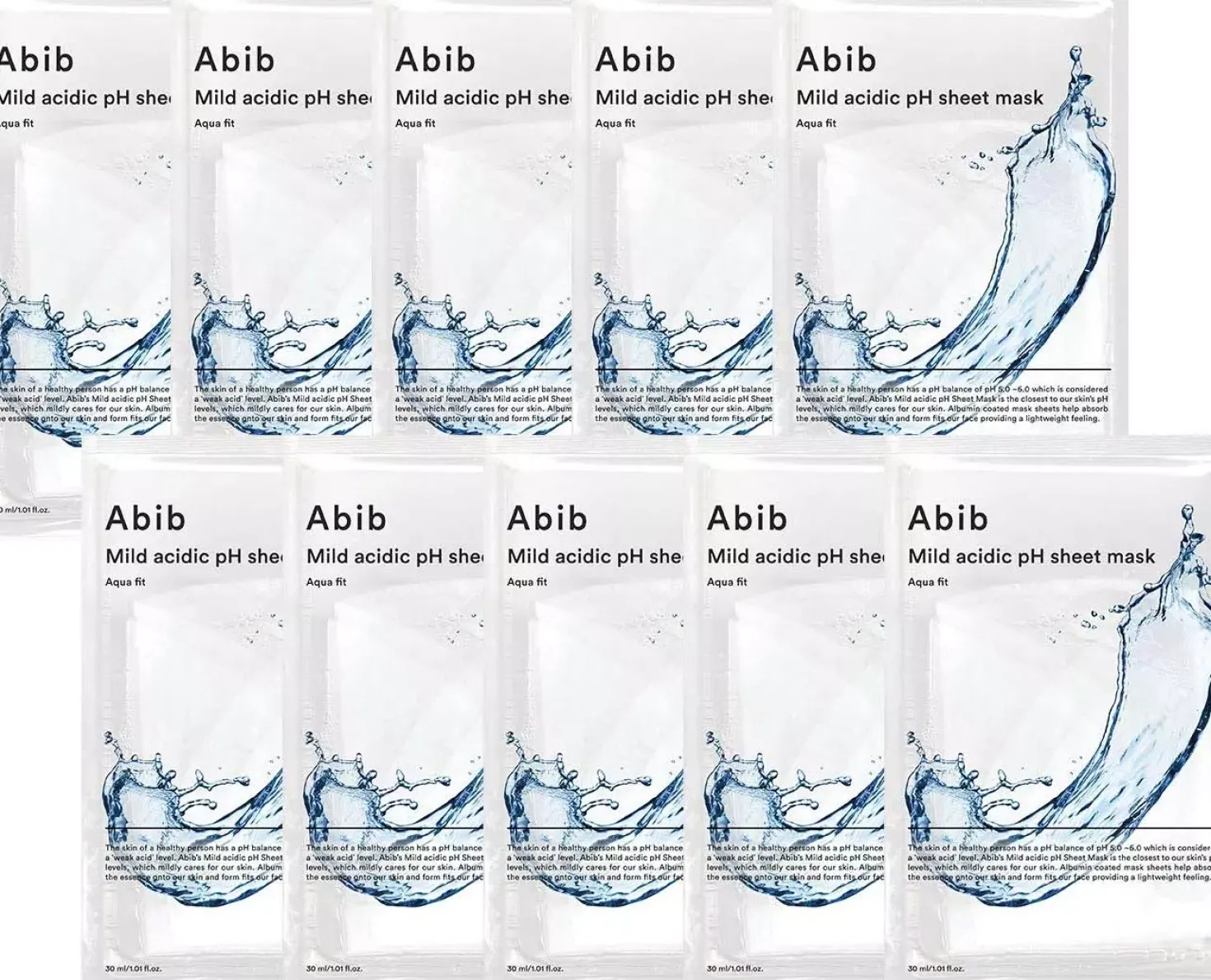 Abib Mild Acidic Ph Sheet Mask Aqua Fit 10-Pack 30 g