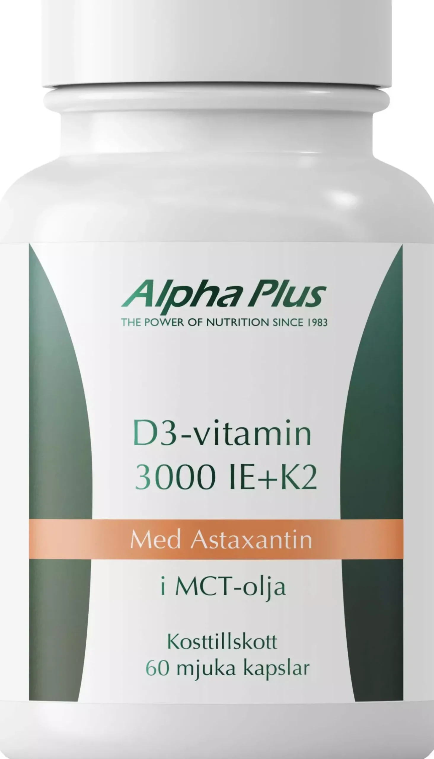 Alpha Plus D3-vitamin 3000 IE + K2 180 stk