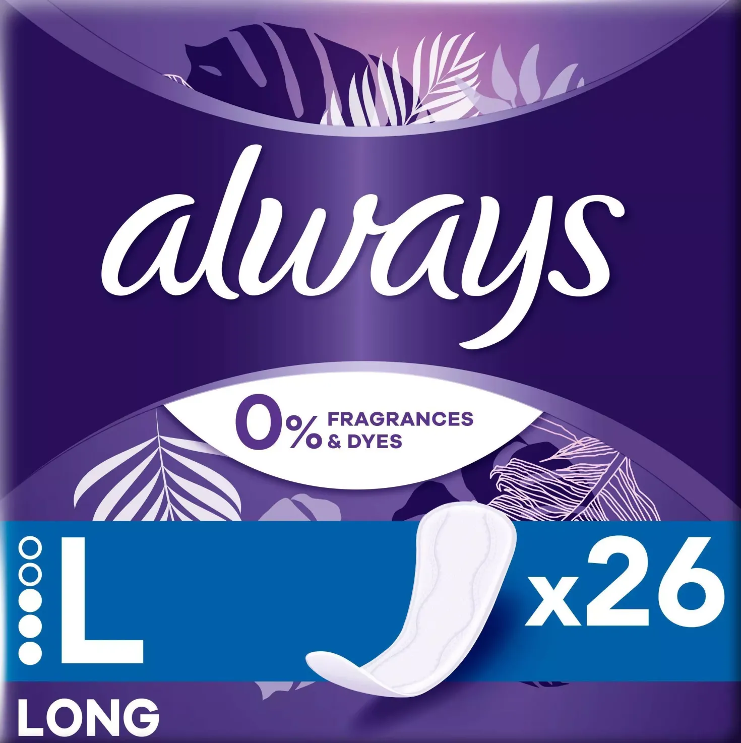 Always Daily Protect Long Panty Liners 0% Fragrances & Dye