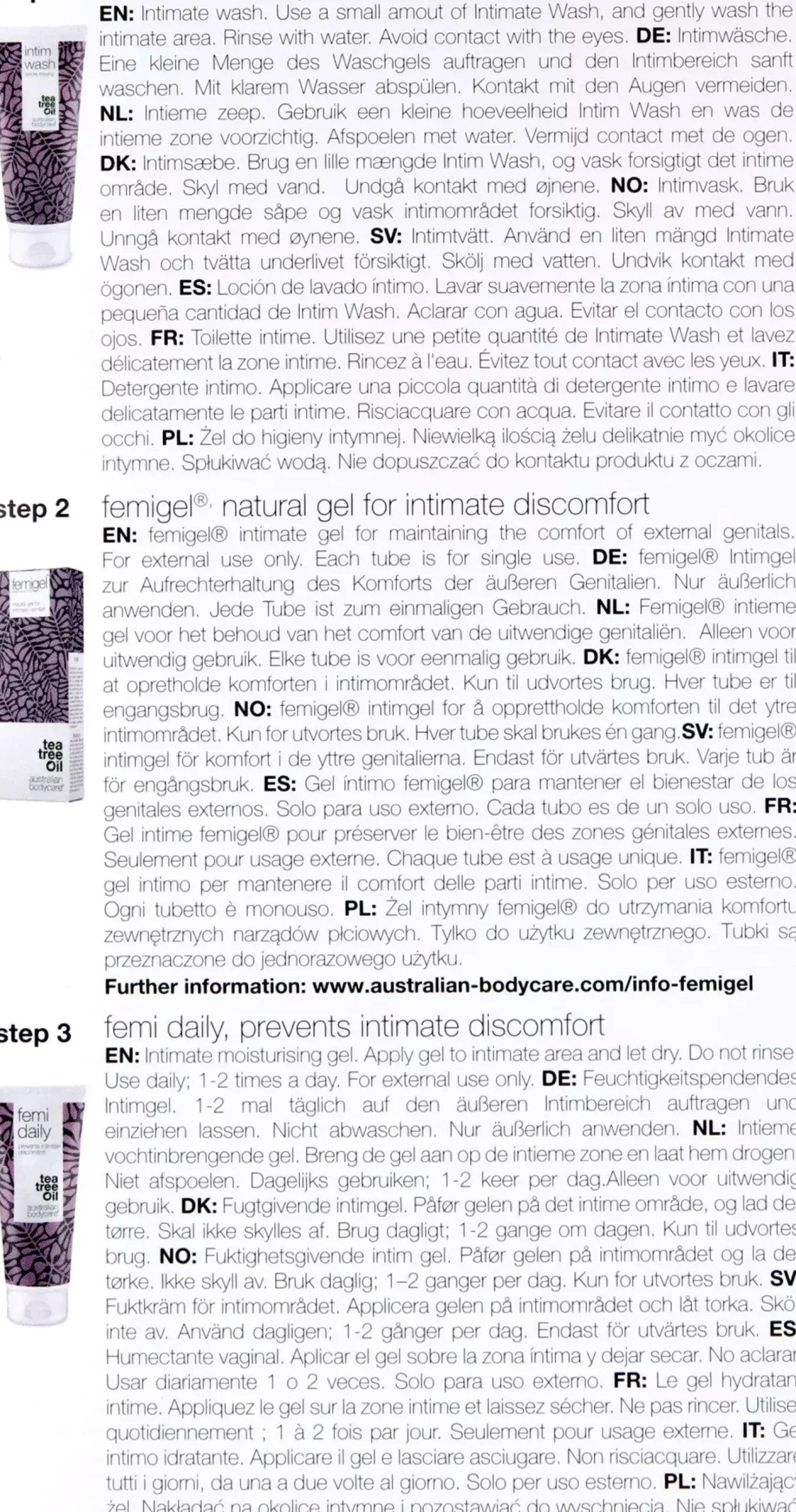 Australian Bodycare 3 Intimate products - against intimate discomfort