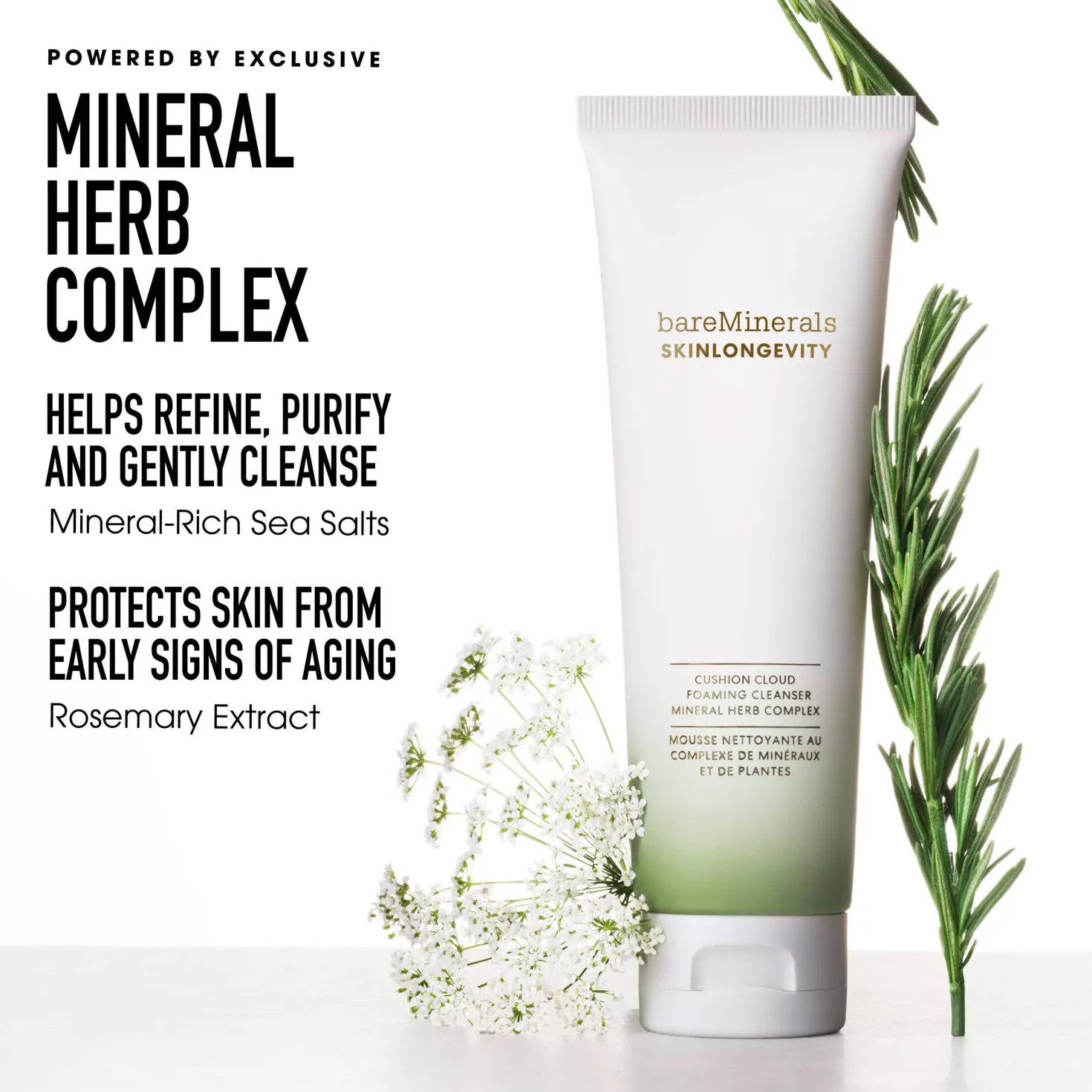 bareMineralsSKINLONGEVITY Cushion Cloud Foaming Cleanser 120 ml