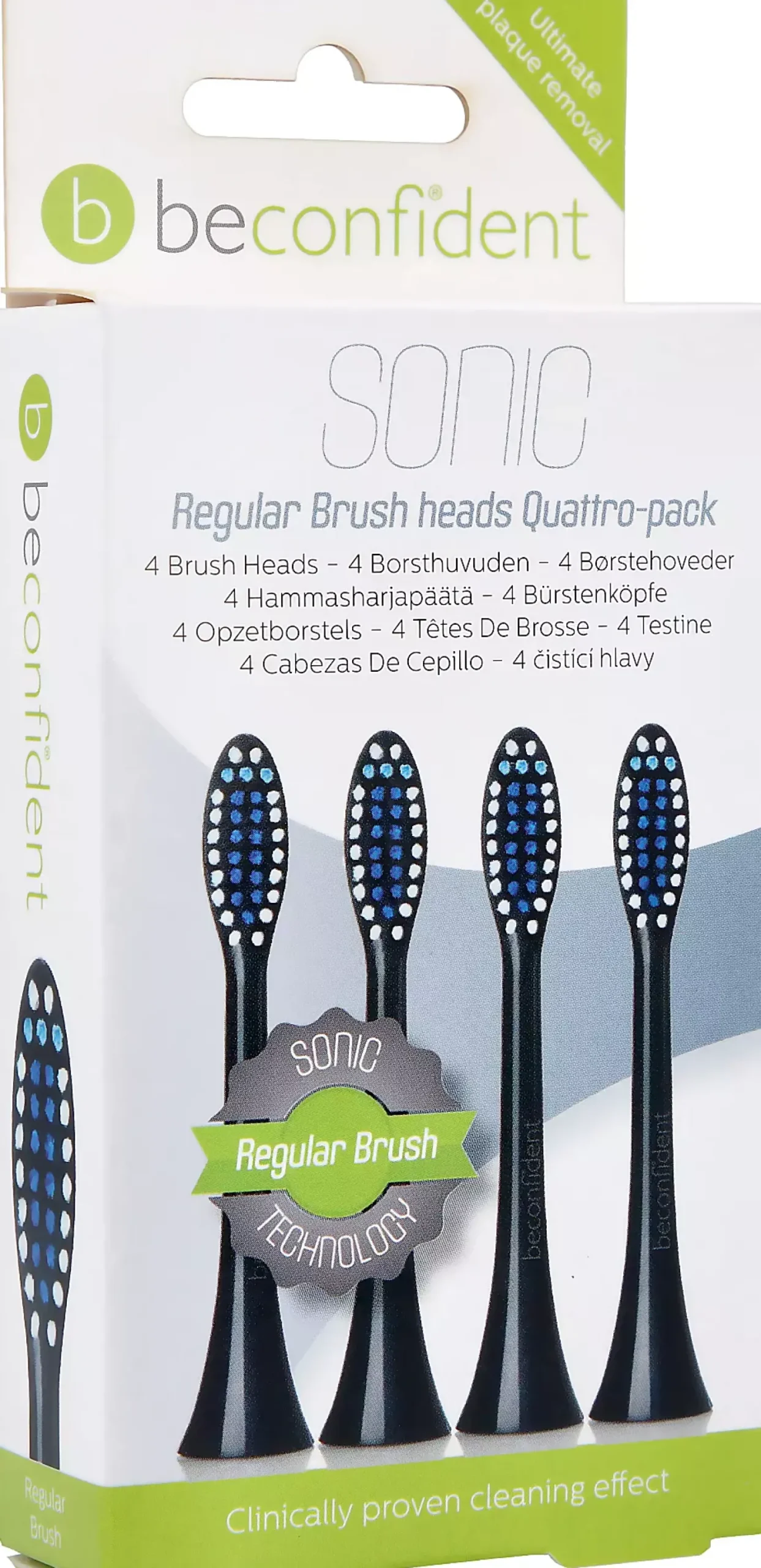 Beconfident Twin pack Beconfident Sonic tootbrush heads. Black