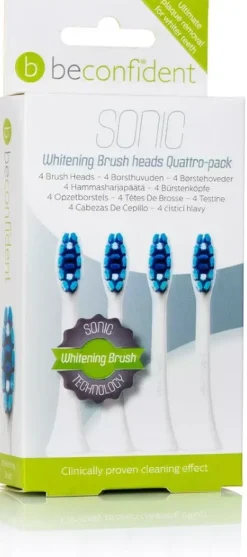 Beconfident Whitening Sonic 4-pack tootbrush heads white