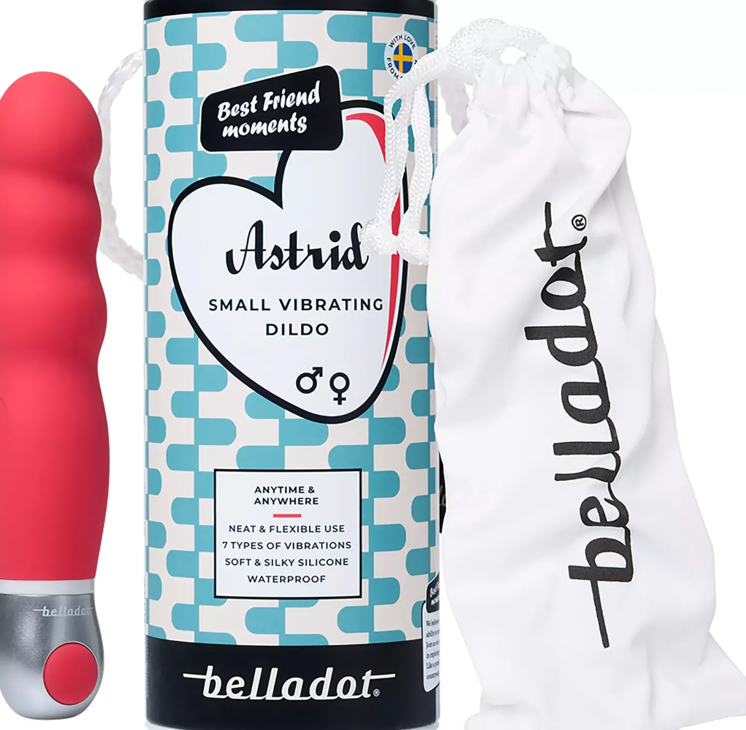 Belladot Astrid Small Vibrating Dildo Red
