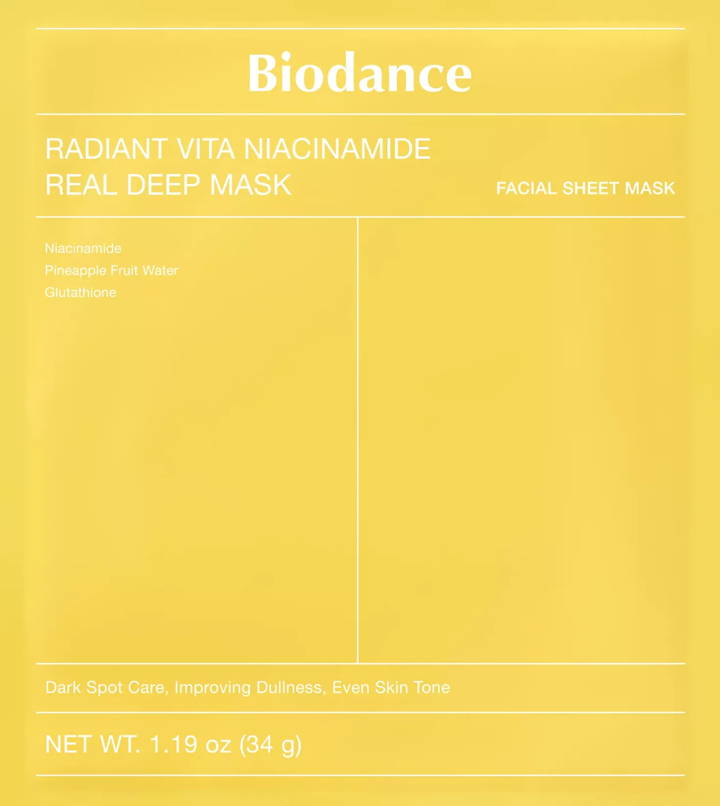 Biodance Radiant Vita Niacinamide Real Deep Mask 34 g