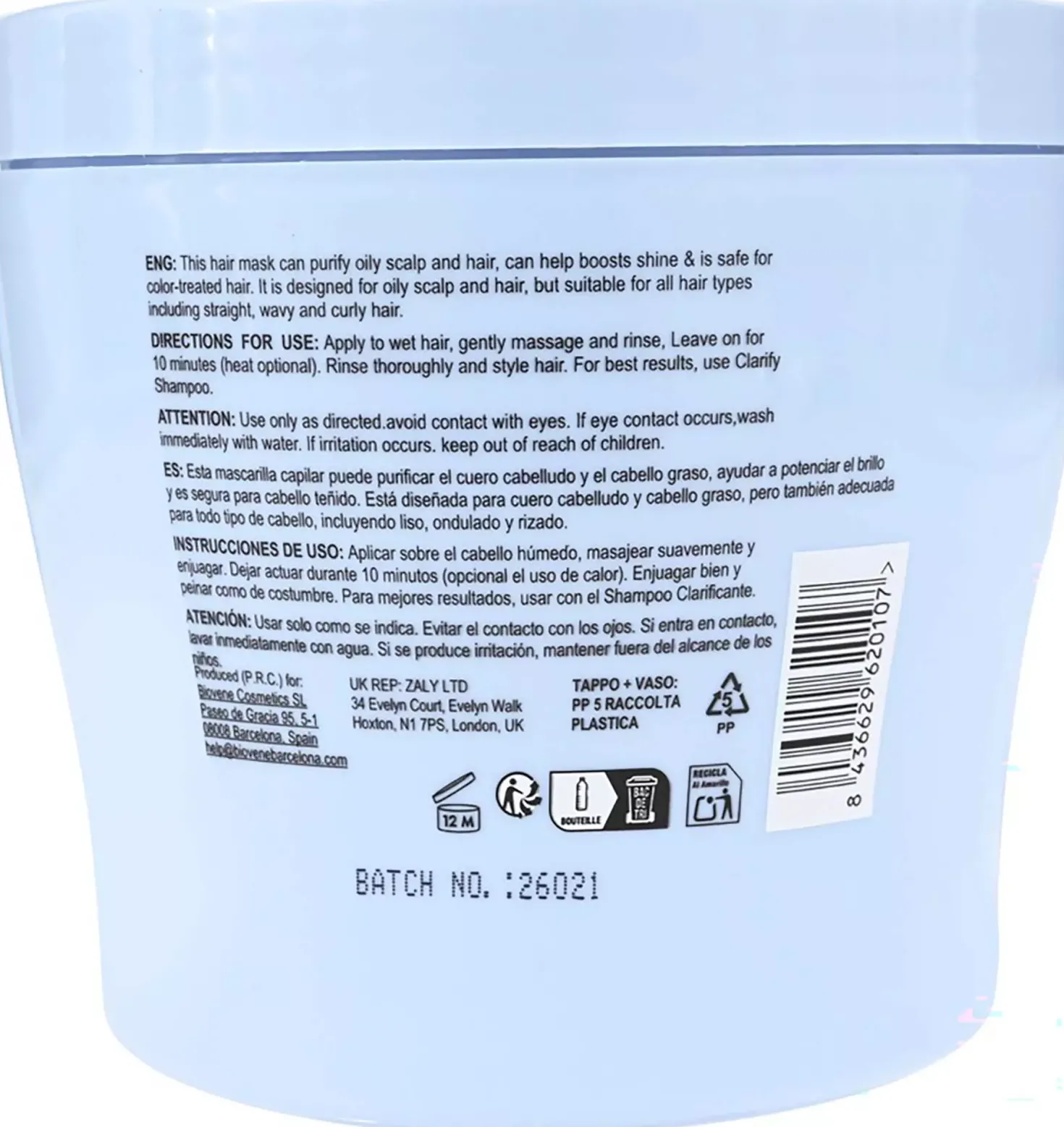BiovèneB - BEST HAIR Clarify Grapefruit Hair Mask - Oily Hair 400 ml