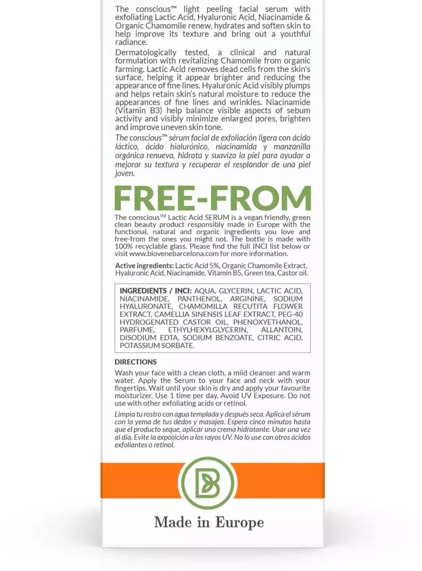 BiovèneThe conscious Lactic Acid Light Peeling Renewal Serum Organic Chamomile 30 ml