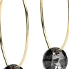 BlomdahlGolden Titanium Ear Ring 25 mm, Round 8 mm, Black diamond