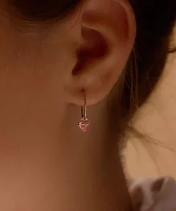 BlomdahlGolden Titanium Ear Ring 14 mm, Bicone 6 mm Light Rose