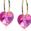 BlomdahlGolden Titanium Ear Ring 14 mm, Heart 10 mm, Rainbow Rose