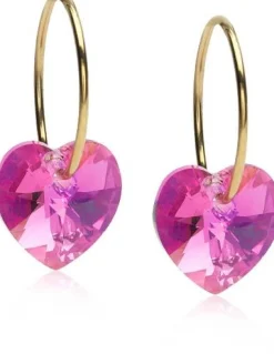 BlomdahlGolden Titanium Ear Ring 14 mm, Heart 10 mm, Rainbow Rose