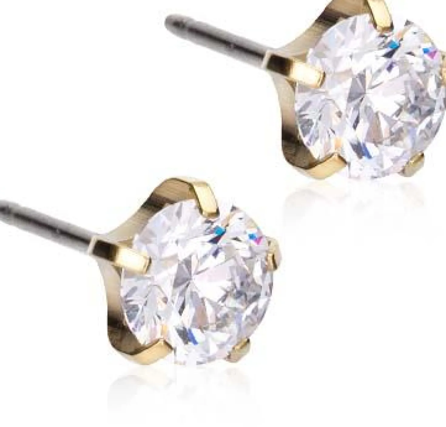 BlomdahlGolden Titanium Tiffany Precious, CZ White 6 mm