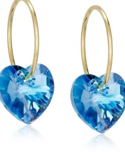 Blomdahl GT Ear Ring 14 mm, Heart 10 mm Aquamarine