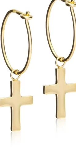 Blomdahl GT Ear Ring 14 mm, Pendant Cross 11 mm