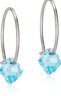 Blomdahl NT Ear Ring 14 mm, Bicone 6 mm Aquamarine