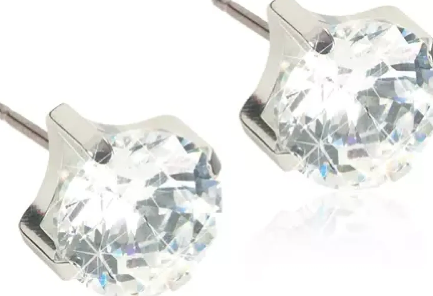 BlomdahlSilver Titanium Tiffany CZ White 7 mm