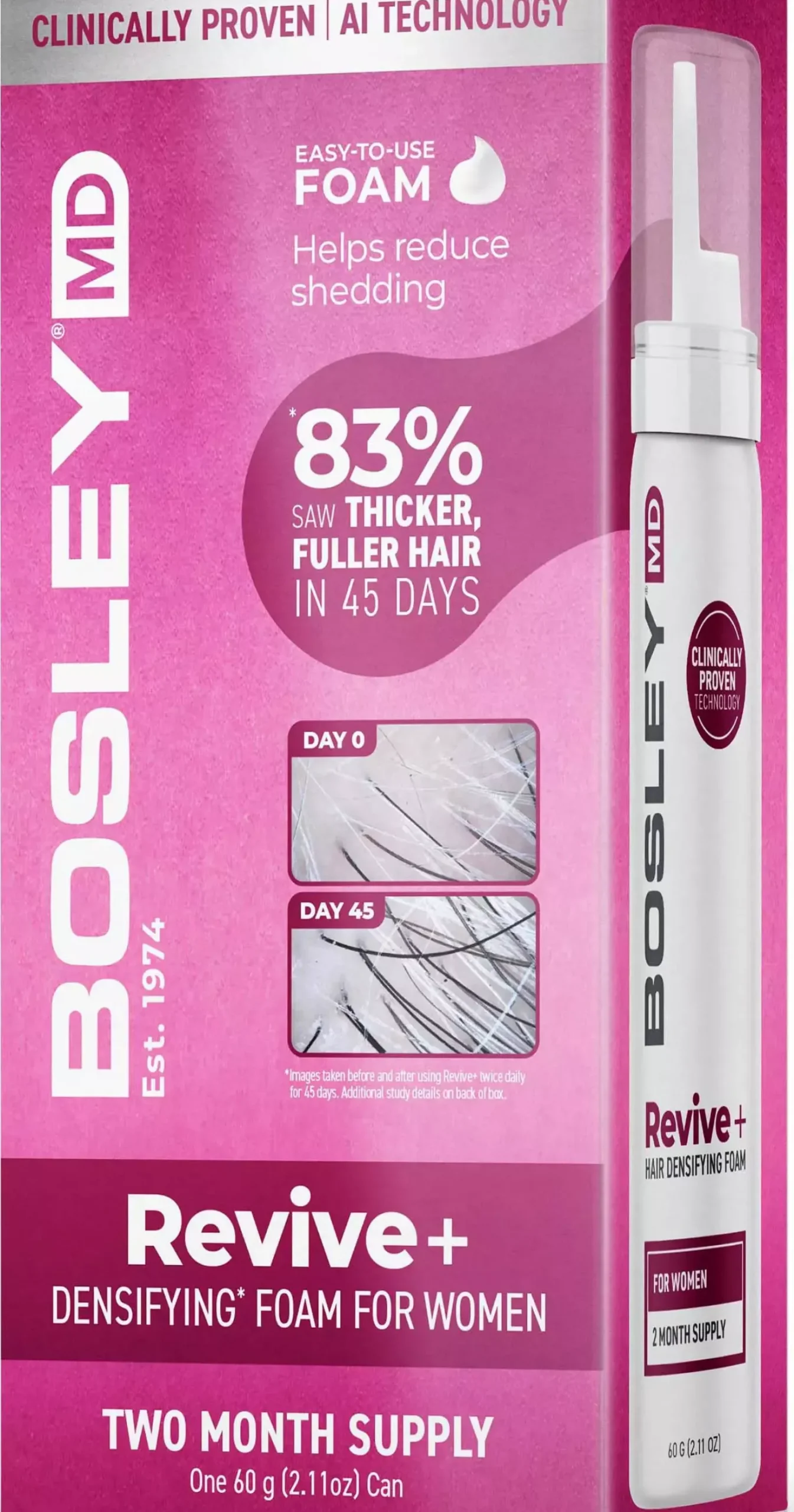 Bosley Revive+ Densifying Foam for Women 62 ml