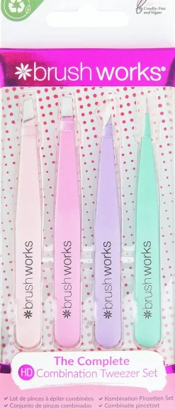 Brushworks HD Combination Tweezer Set Pastels