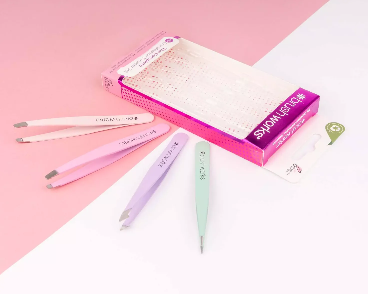 Brushworks HD Combination Tweezer Set Pastels