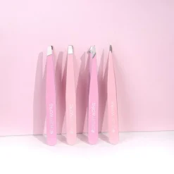 Brushworks HD 4 Piece Combination Tweezer Set - Pink