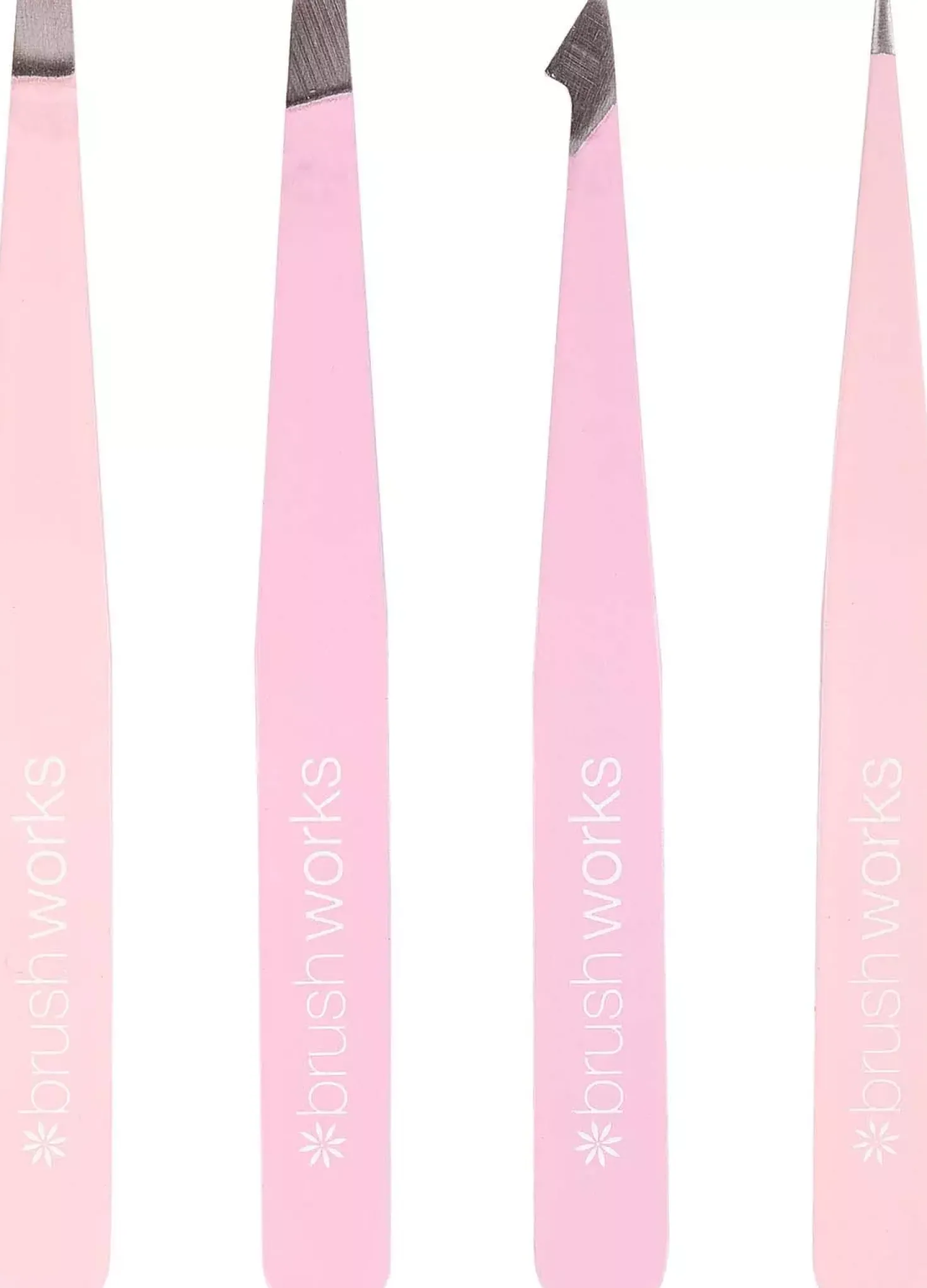 Brushworks HD 4 Piece Combination Tweezer Set - Pink