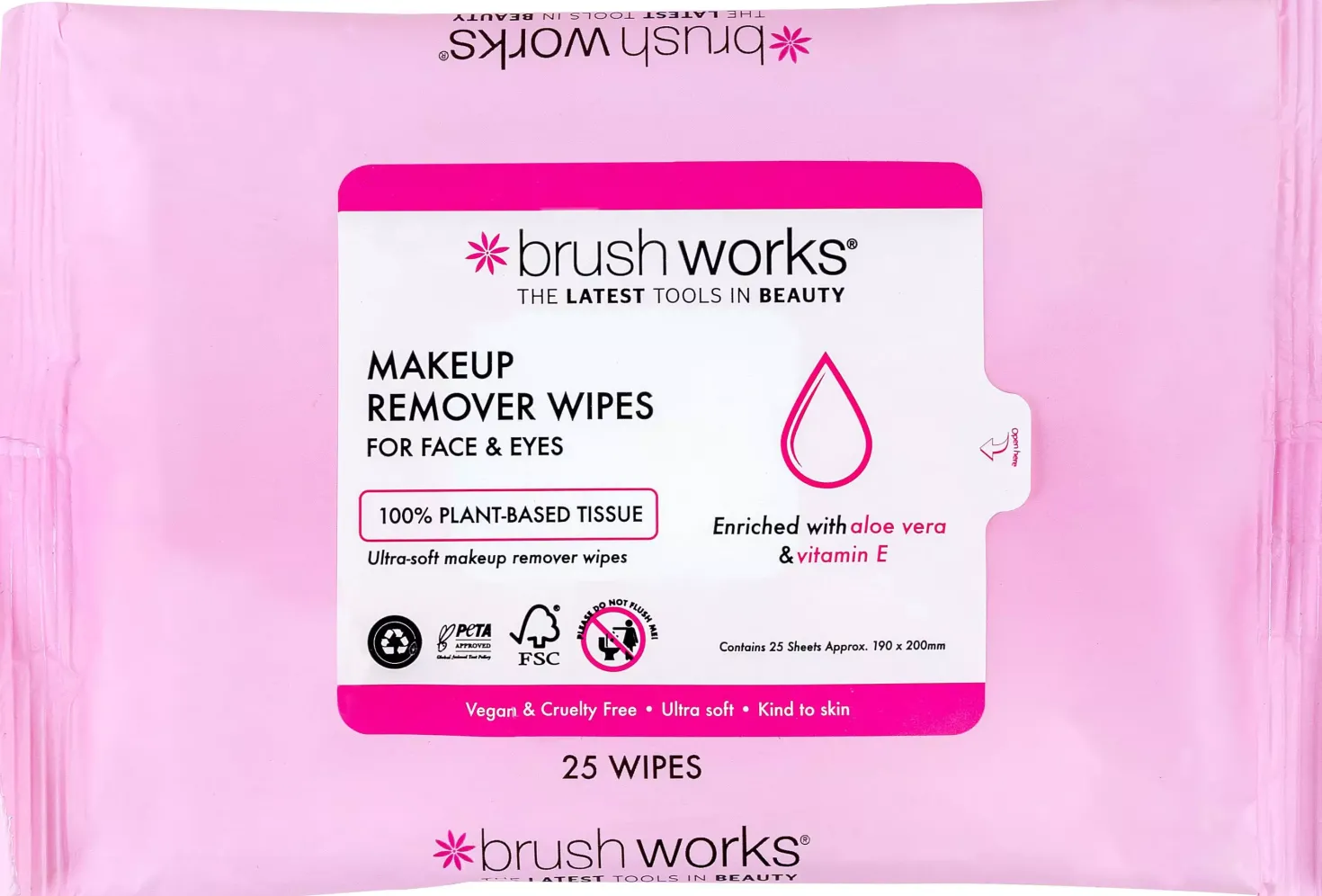 Brushworks Makeup Remover Wipes 25 Sheets