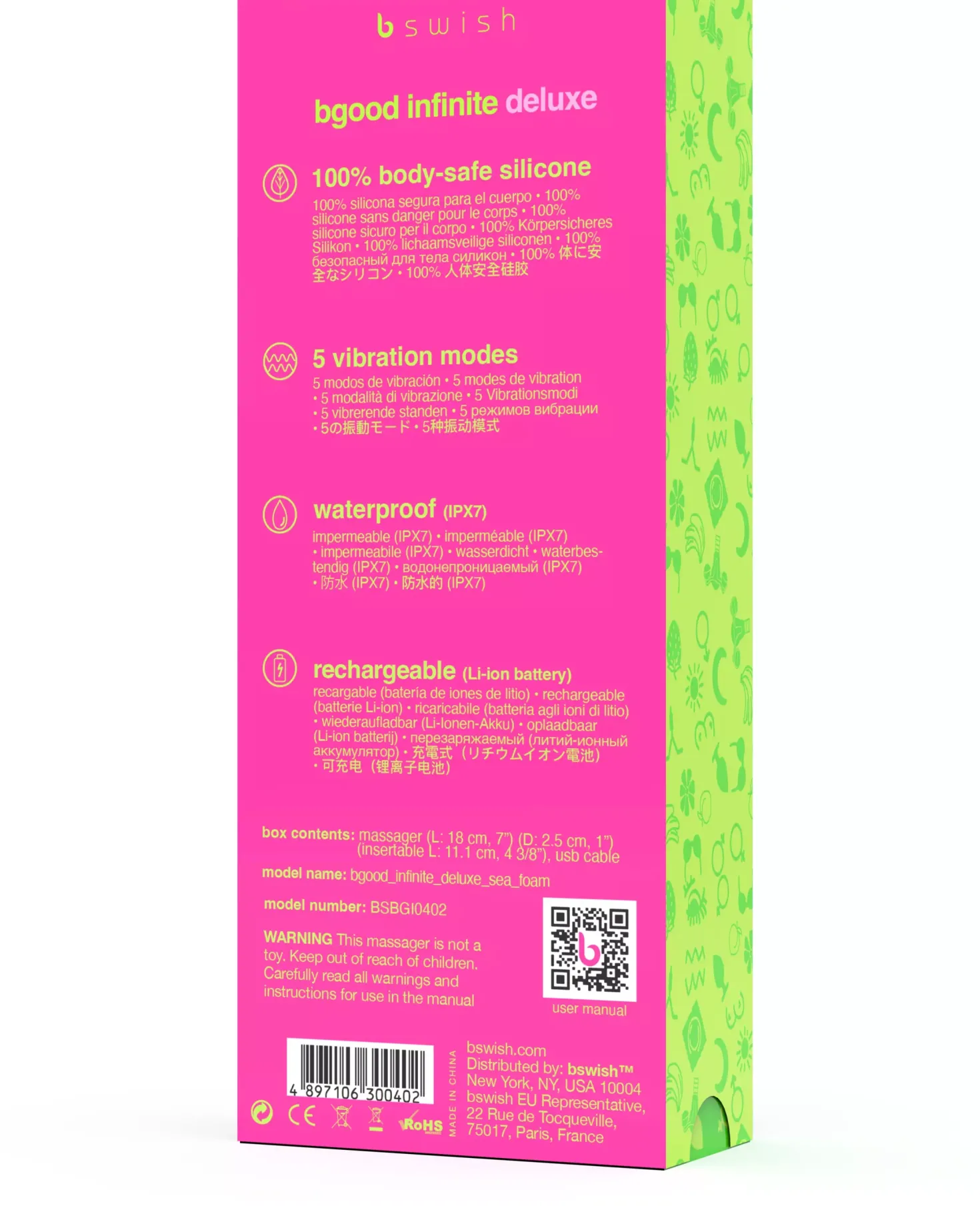 B Swish Bgood Infinite Deluxe Vibrator Sea Foam
