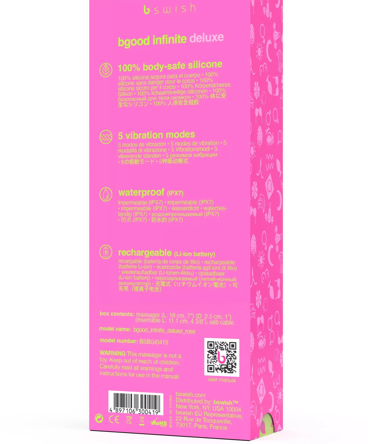 B Swish Bgood Infinite Deluxe Vibrator Rose