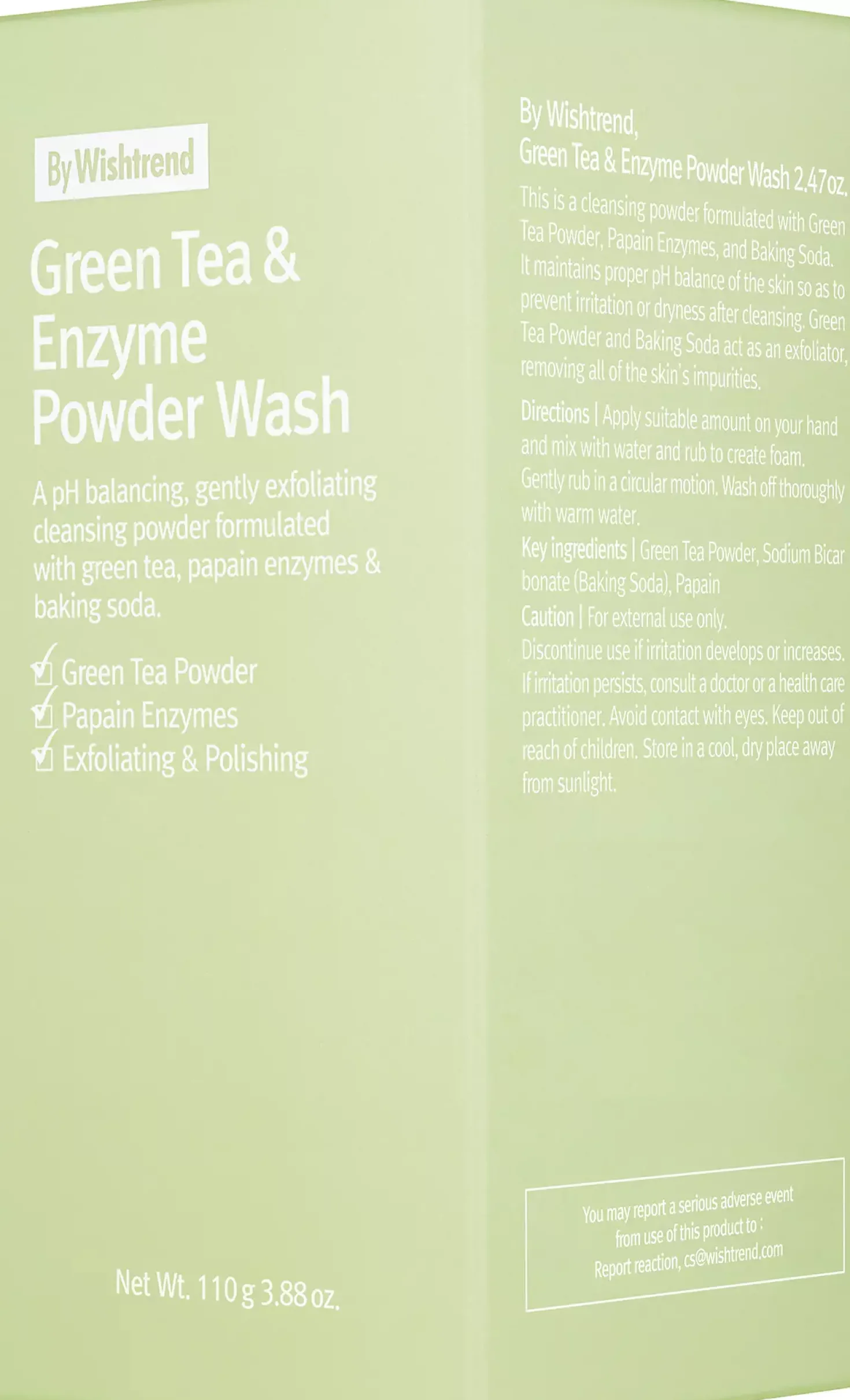 By Wishtrend Green Tea & Enzyme Powder Wash 110 g