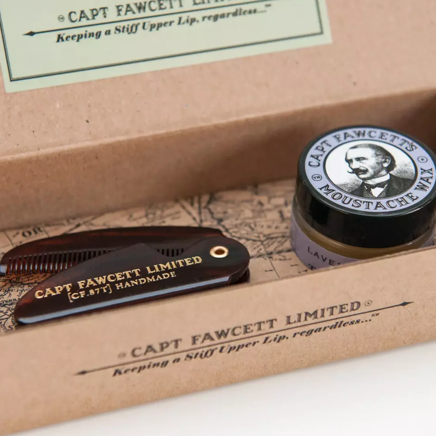 Captain Fawcett Moustache Wax & Folding Comb - Lavender