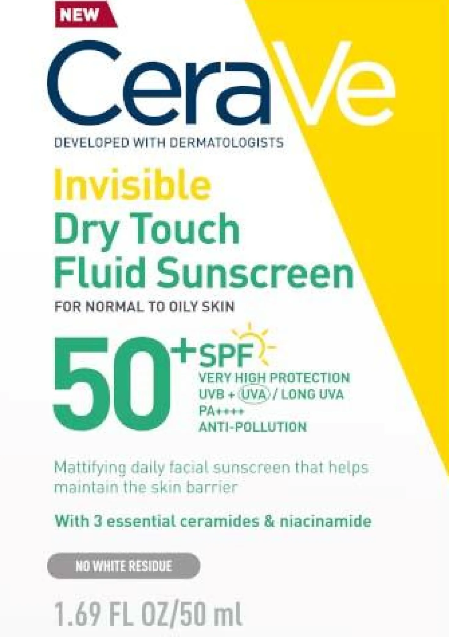 CeraVe Invisible Dry Touch Fluid Sunscreen SPF50+ 50 ml