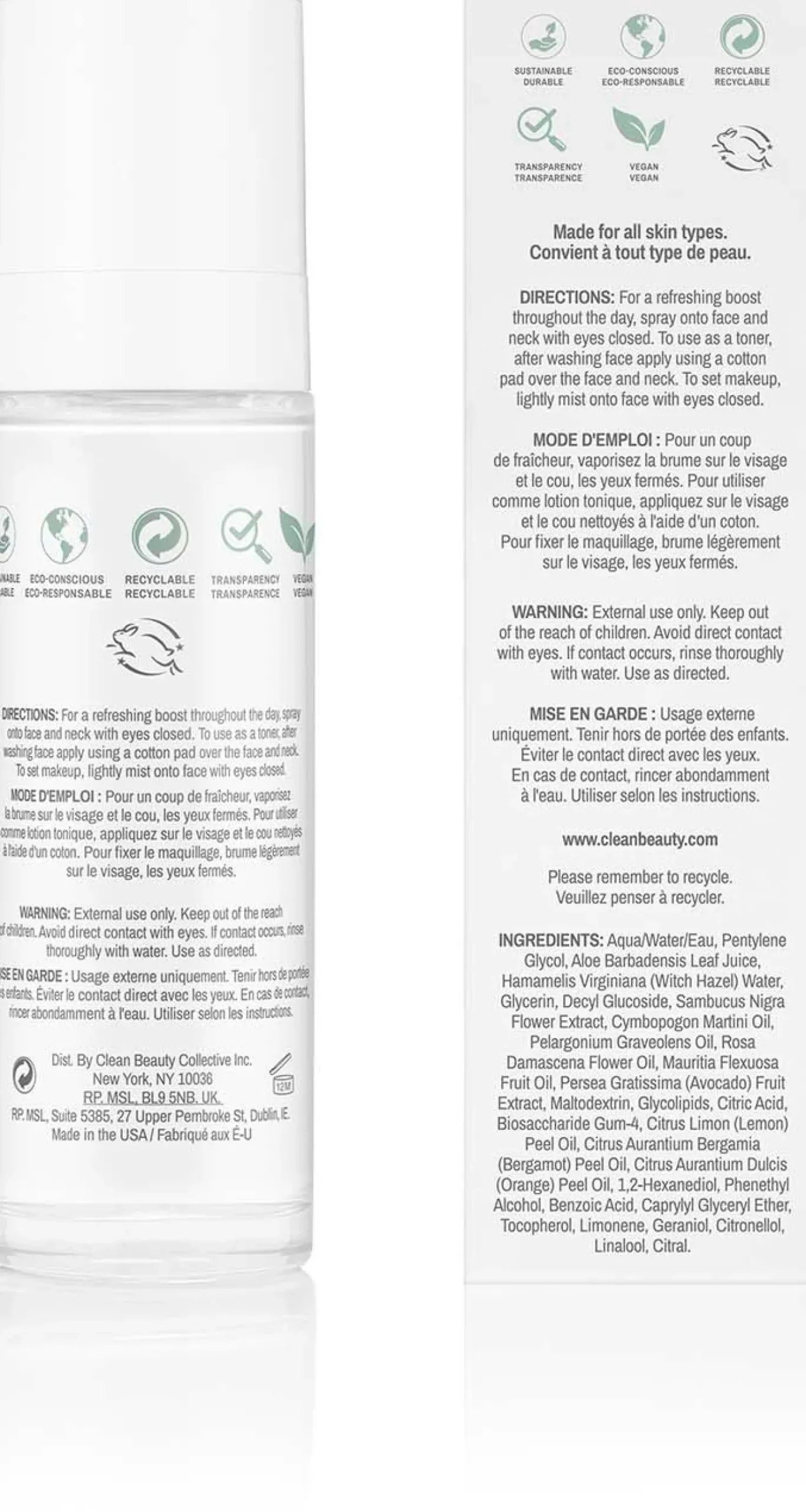 CLEANRESERVE Elderflower Face Mist 50 ml