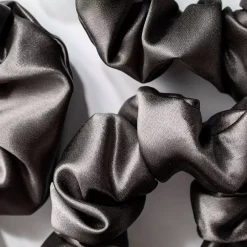 Cloud & Glow Silk Scrunchies 4 cm Charcoal