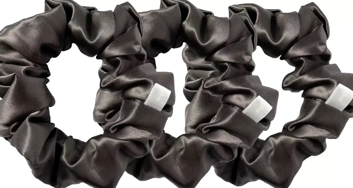 Cloud & Glow Silk Scrunchies 4 cm Charcoal