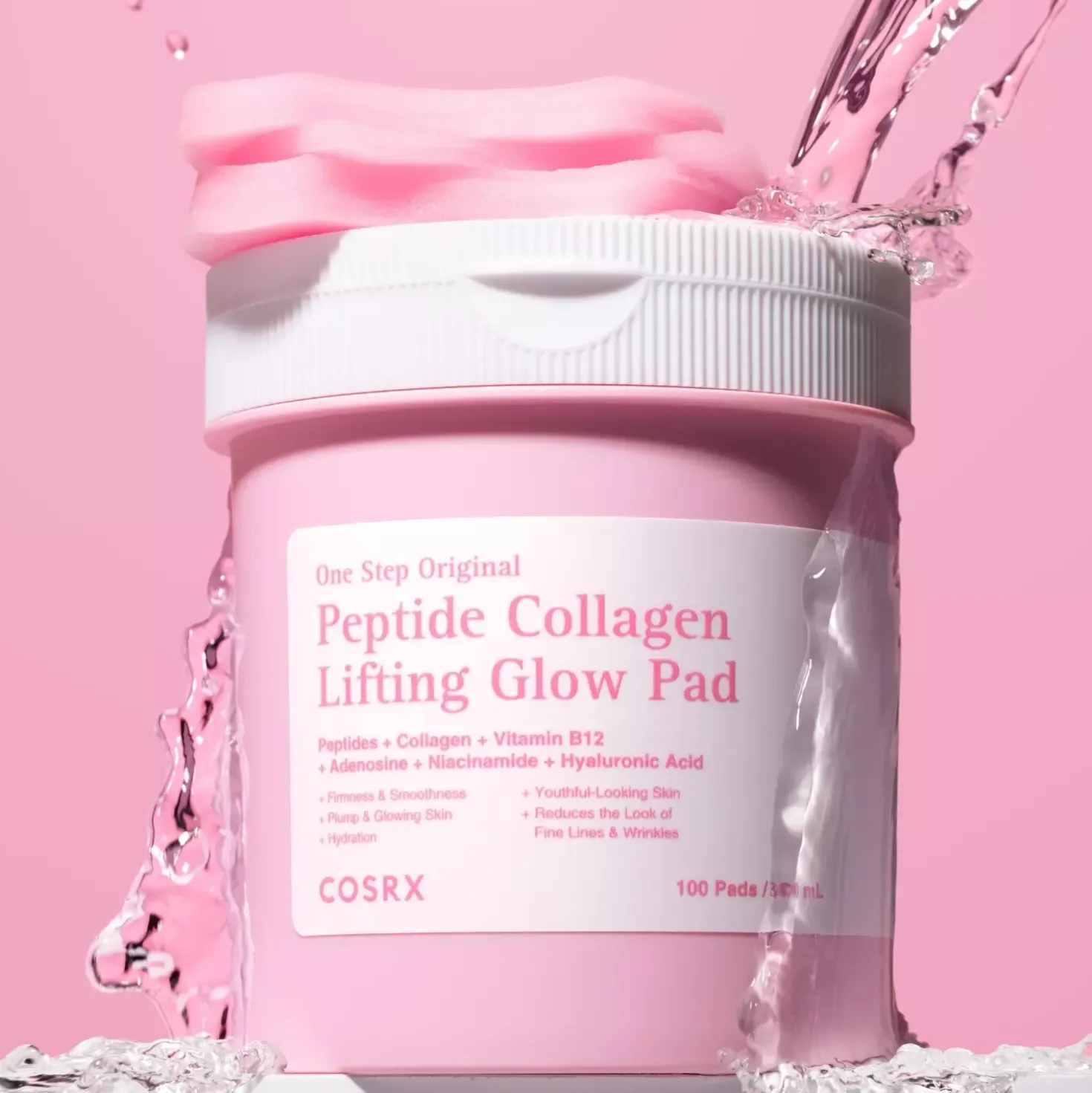 COSRX One Step Original Peptide Collagen Lifting Glow Pad 100 stk
