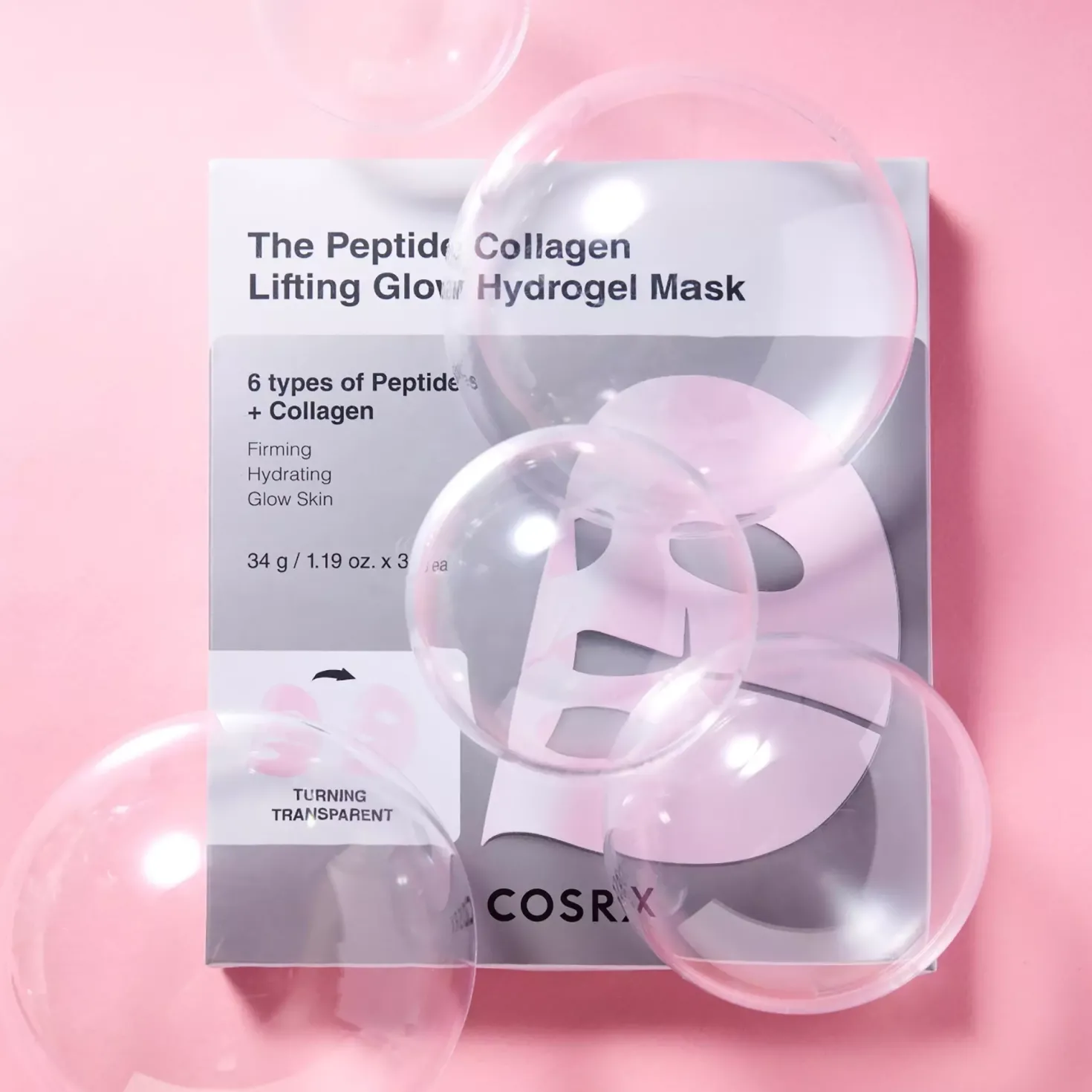 COSRX The Peptide Collagen Lifting Glow Hydrogel Mask 3 stk