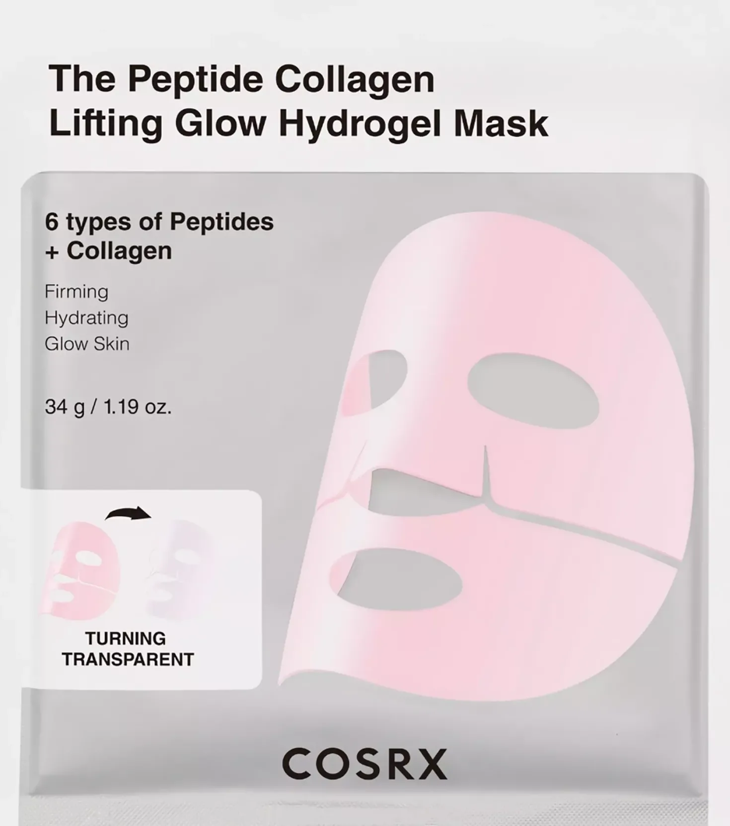 COSRX The Peptide Collagen Lifting Glow Hydrogel Mask 3 stk