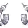 Dazzling Earring Col, Creols Two Lines, One Line W Crystals Silver