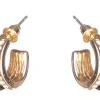 Dazzling Earring Col, Creols Two Lines, One Line W Crystals Gold