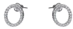 Dazzling Earrings Col Round Circles With Clear Crystals Silver