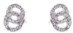 Dazzling Earring Silver Col, Two Circles Joined W Crystals