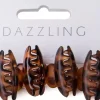 DazzlingHår 6-pack clips med klämmor bruna