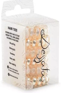 Dessata no-pulling hårsnoddar Glitter + metal rose gold
