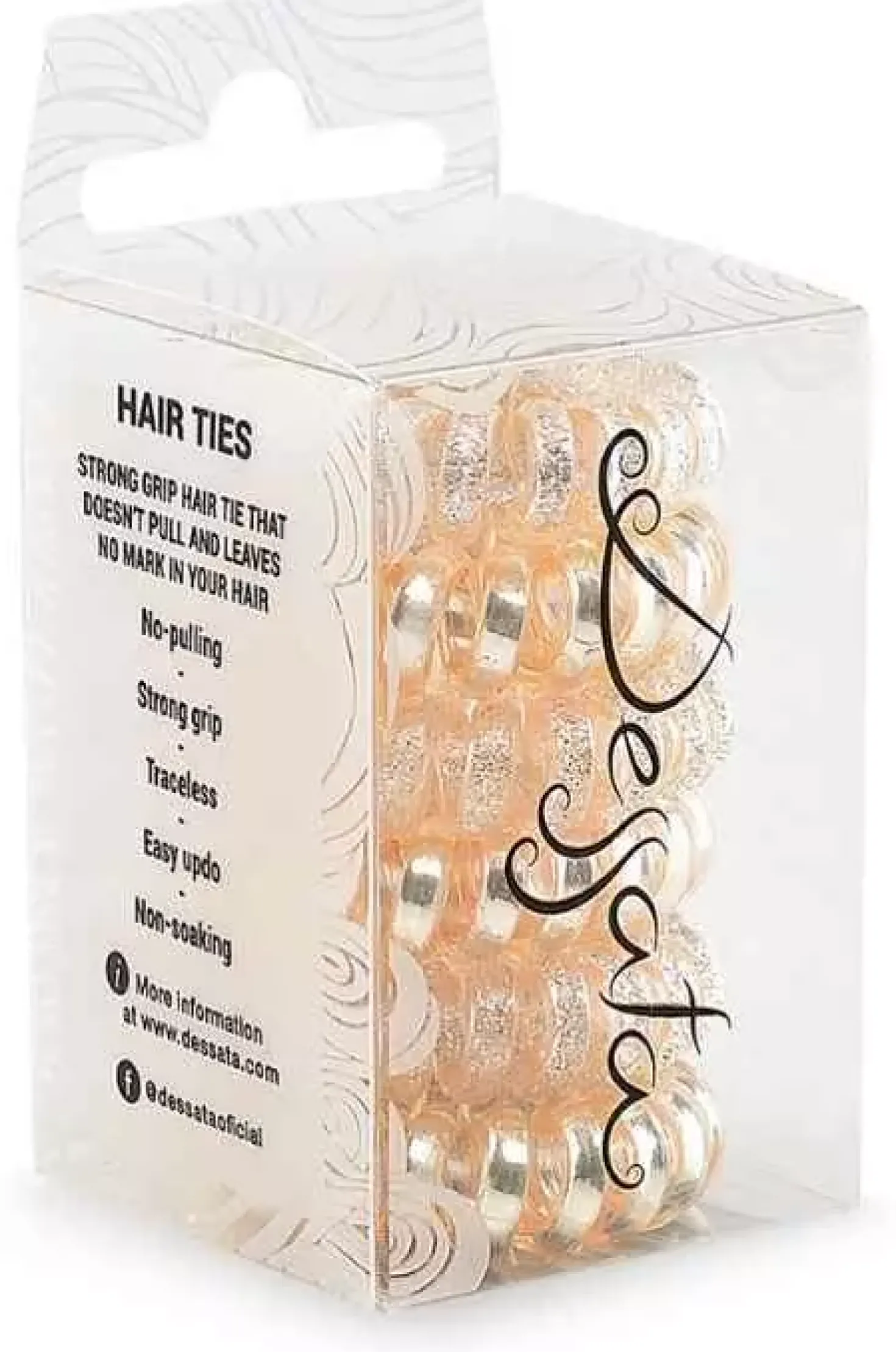 Dessata no-pulling hårsnoddar Glitter + metal rose gold