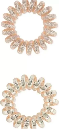 Dessata no-pulling hårsnoddar Glitter + metal rose gold