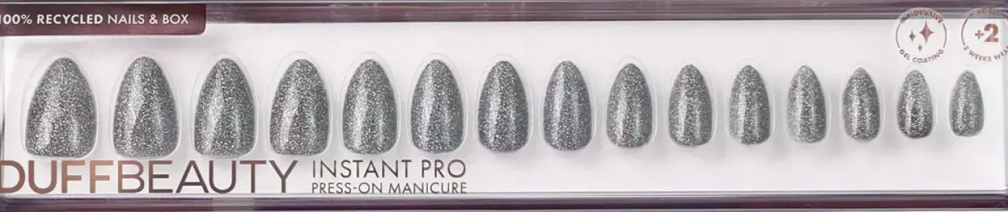 DUFFBEAUTY Instant Pro PressOn Manicure Diamond Dust, Medium Almond