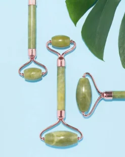 Earth Harbor Island Jade Rose Gold Gemstone Facial Roller