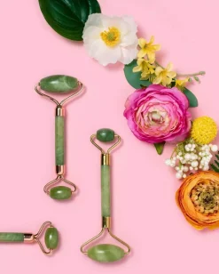 Earth Harbor Island Jade Rose Gold Gemstone Facial Roller