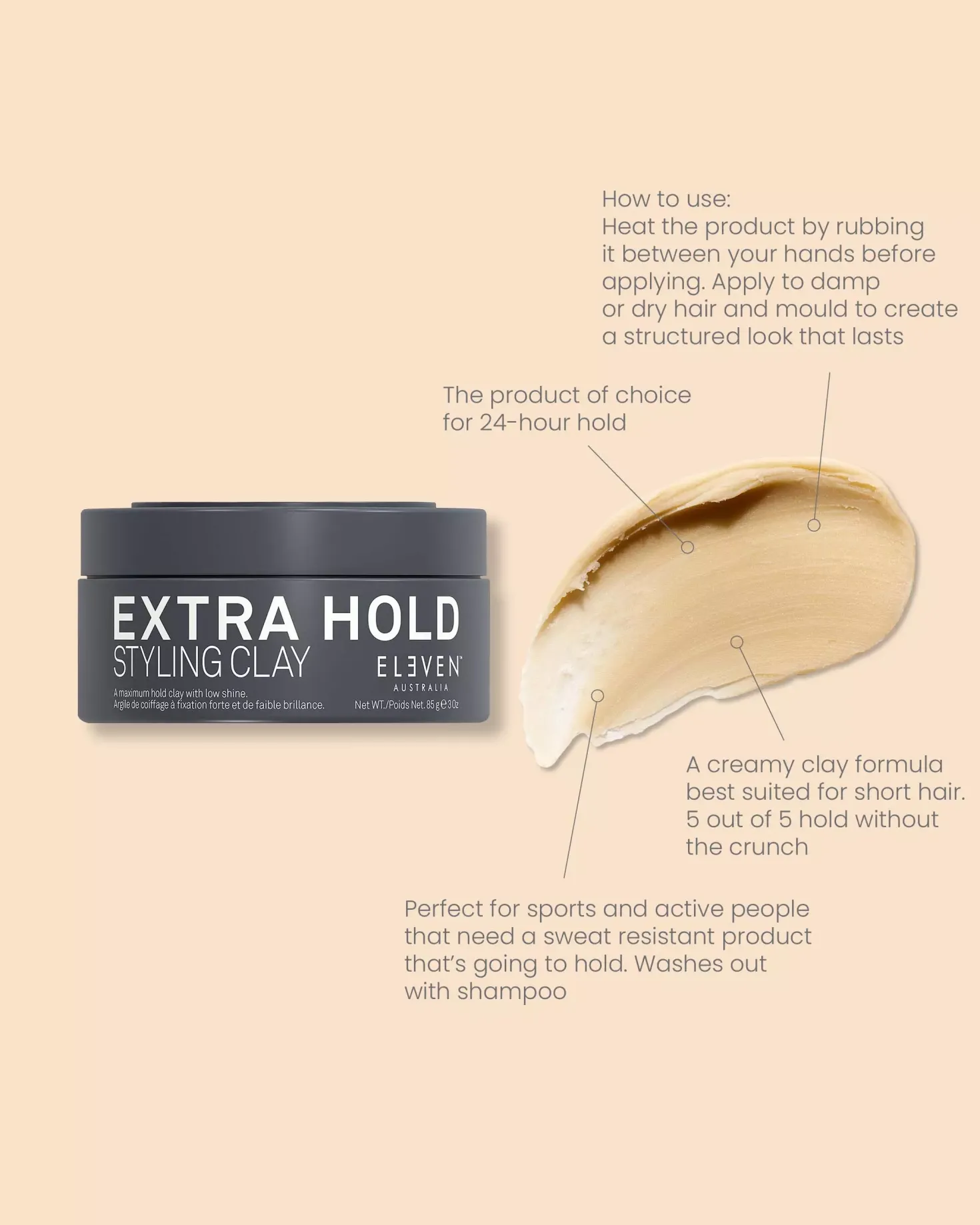 Eleven Australia Extra Hold Styling Clay 85 g