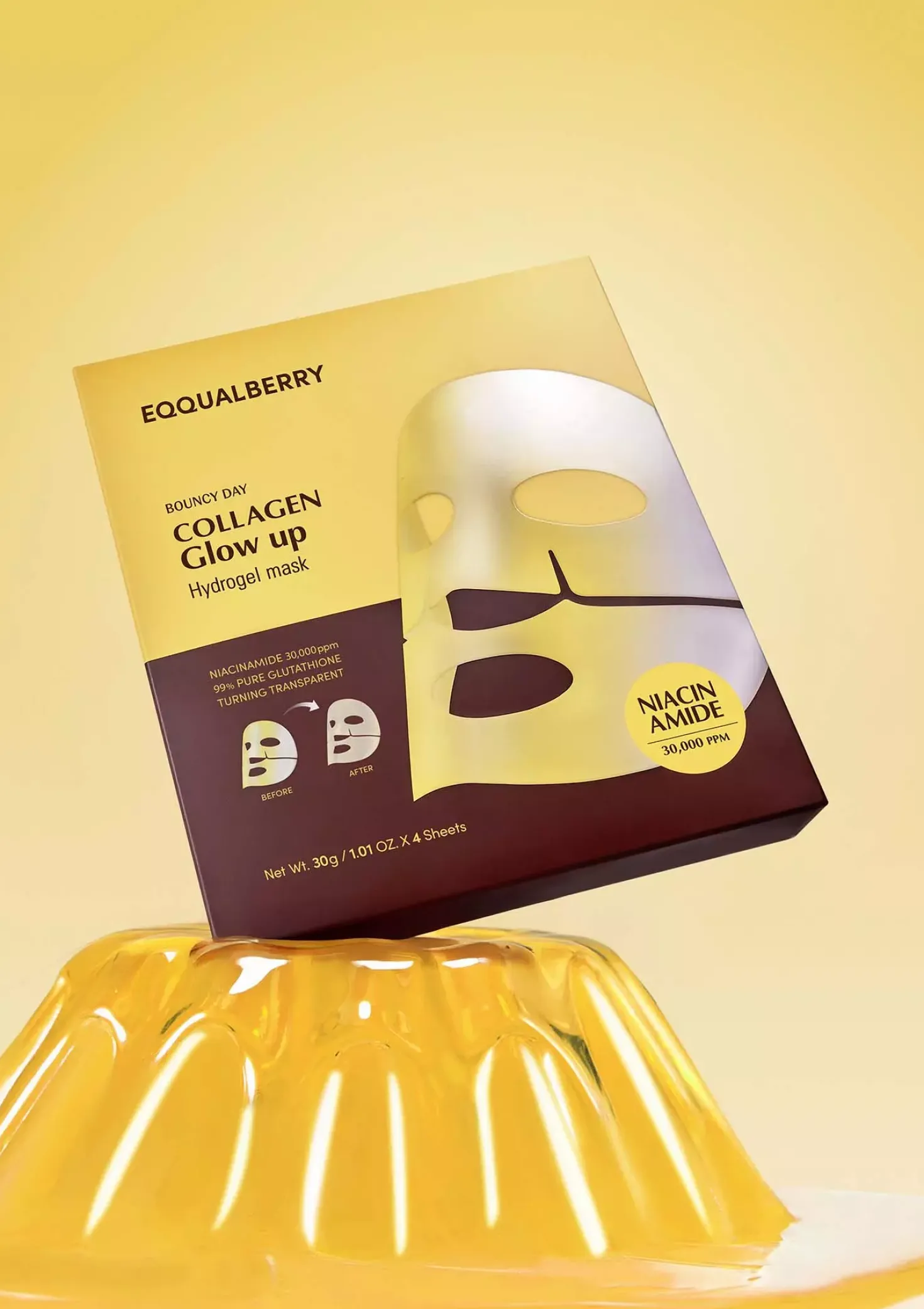 Eqqualberry Collagen Glow Up Hydrogel Mask 4 stk